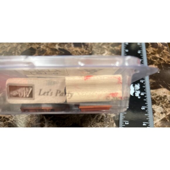 Stampin Up! 2003 Wood mounted Rubber Stamp set of 4 Let's Party - Picture 9 of 9